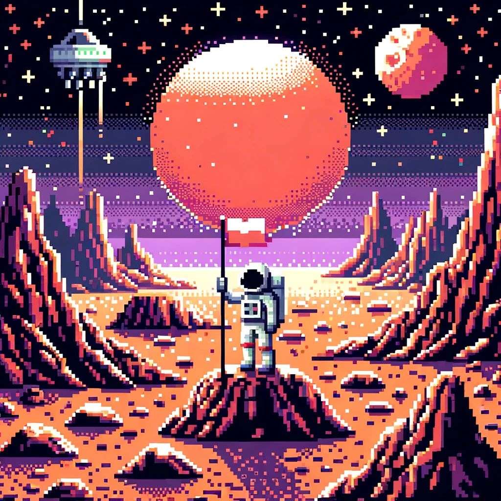 an astronaut, pixel art